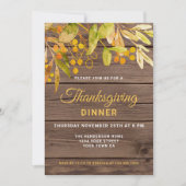 Rustieke Herfst Foliage Barn Wood Thanksgiving Din Kaart (Voorkant)