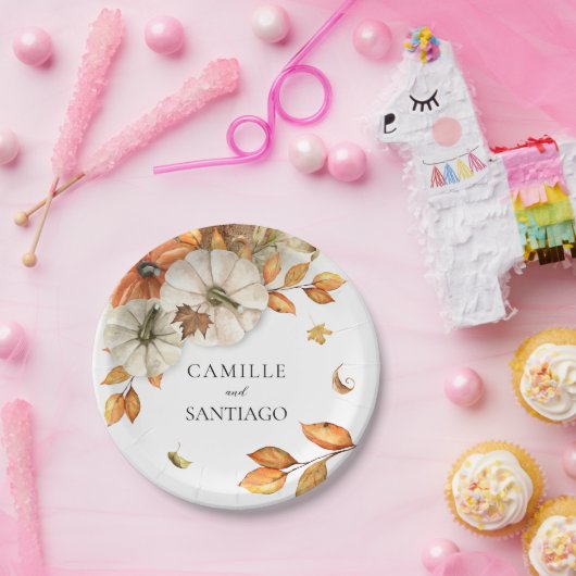 Rustieke Herfst Foliage Bruiloft Papieren Bordje (Feest)