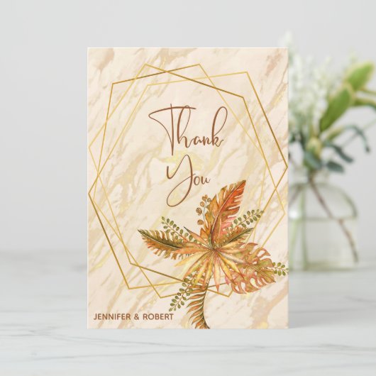 Rustieke Herfst Foliage Goud Lijst Dank u kaart (Staand voorkant)