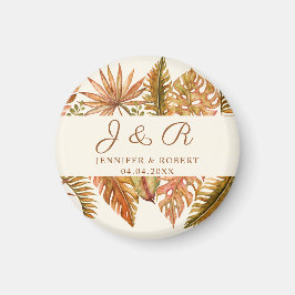 Rustieke Herfst Foliage Monogram Ronde Trouwronde Magneet