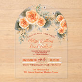 Rustieke Herfst Foliage Sinaasappel Bloemen Herfst Acryl Uitnodigingen (Voorkant)