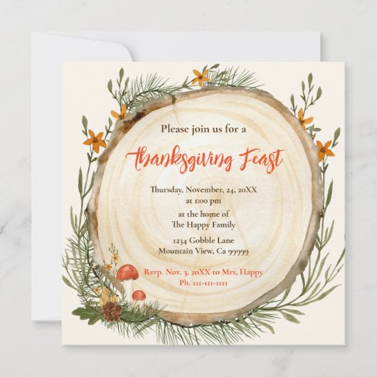 Rustieke Herfst Foliage Wildflowers Mushroom Kaart (Voorkant)