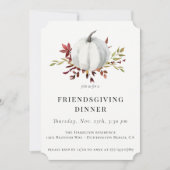 Rustieke Herfst Foliage Witte Pompoen Friendsgivin Kaart (Voorkant)