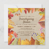 Rustieke Herfst Friendsgiving Diner Waterverf Bloe Kaart (Voorkant)