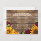 Rustieke herfst gebladerte bruiloft details Kaart (Achterkant)