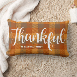 Rustieke herfst geruite plaid patroon script dankb kussen
