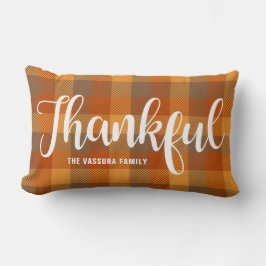 Rustieke herfst geruite plaid patroon script dankb kussen