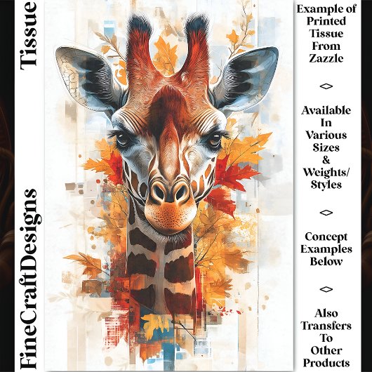 Rustieke Herfst Giraffe Portret DE3 Decoupage Tissuepapier