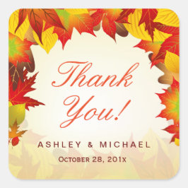 Rustieke Herfst Gouden Maple Fall Bladeren | Dank  Vierkante Sticker