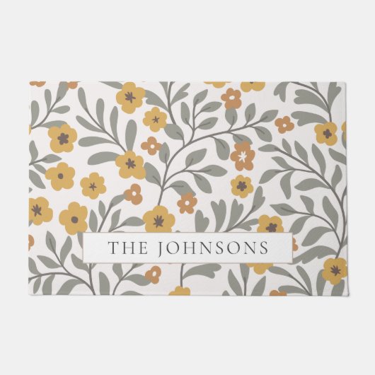 Rustieke Herfst Grijs Bladeren Herfst Sinaasappel Deurmat (Voorkant)