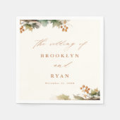 Rustieke Herfst groen bladeren bruiloft Servet (Voorkant)