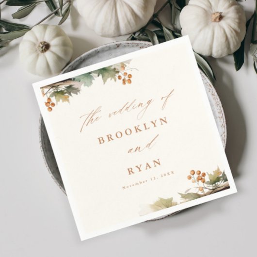 Rustieke Herfst groen bladeren bruiloft Servet