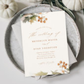 Rustieke Herfst groen bladeren loof bruiloft Kaart