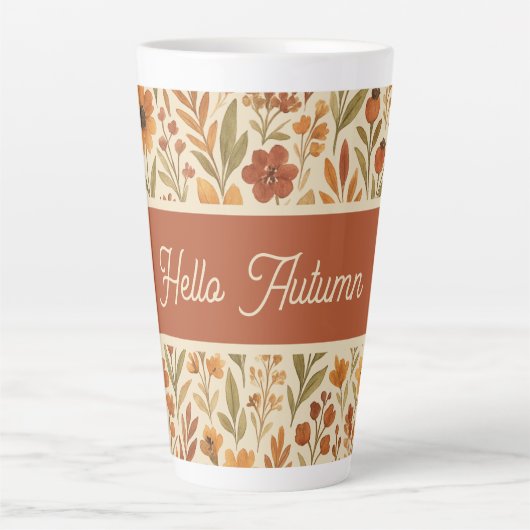 Rustieke herfst hallo vibe bloemen - latte mok (Voorkant)