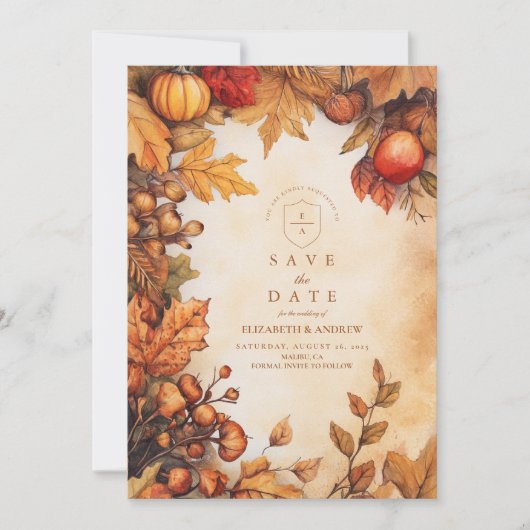 Rustieke Herfst Harvest Wedding Save The Date (Voorkant)
