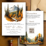 Rustieke herfst Herfst Bergbos QR Code Bruiloft Kaart<br><div class="desc">Verras uw gasten met deze all in one forest thema bruiloft uitnodiging met prachtige bergen en pijnbomen met QR-code voor online RSVP. Voeg eenvoudig uw evenementgegevens toe aan deze gebruiksvriendelijke sjabloon om er een unieke uitnodiging van te maken.</div>