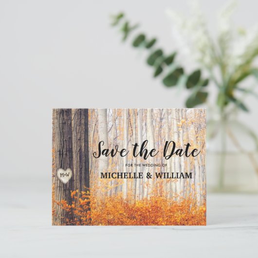 Rustieke herfst herfst bladeren Save the Date Aankondigingskaart (Staand voorkant)