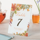Rustieke herfst herfst bladeren trouwtafel nummer reclamebord met voetstuk (Insitu)