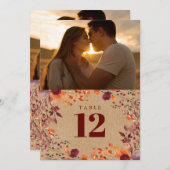 Rustieke Herfst Herfst Bloem Foto Tafel Nummer Kaart (Voorkant / Achterkant)