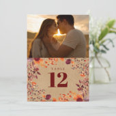 Rustieke Herfst Herfst Bloem Foto Tafel Nummer Kaart (Staand voorkant)