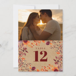 Rustieke Herfst Herfst Bloem Foto Tafel Nummer Kaart