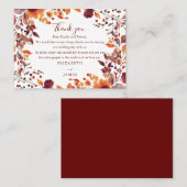 Rustieke Herfst Herfst Bloemen bruiloft Dank u Plaatskaartje (Voorkant / Achterkant)