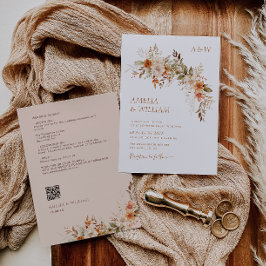 rustieke herfst herfst bloemen bruiloft uitnodigin kaart