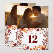 Rustieke Herfst Herfst Bloemen Foto Tabel Nummer Kaart (Voorkant / Achterkant)