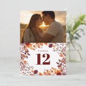 Rustieke Herfst Herfst Bloemen Foto Tabel Nummer Kaart (Staand voorkant)