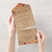 Rustieke Herfst Herfst Bloemen Herfst In Love Wedd All In One Uitnodiging (Afscheurbaar)