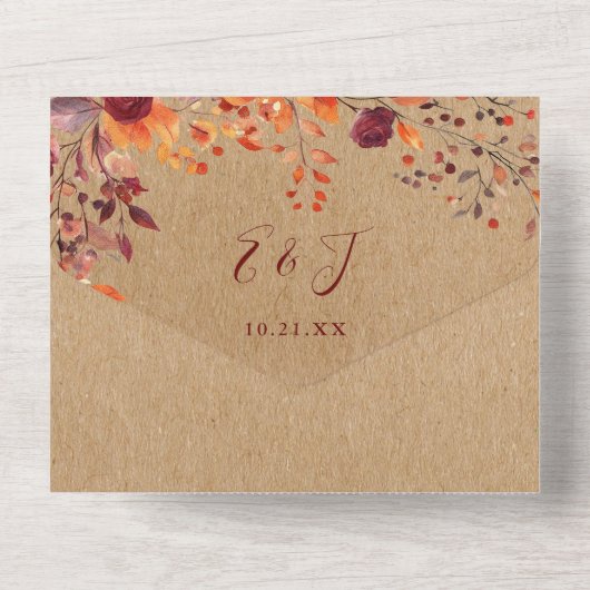 Rustieke Herfst Herfst Bloemen Herfst In Love Wedd All In One Uitnodiging (Achterkant)