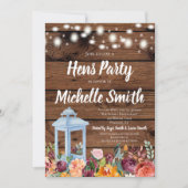 Rustieke Herfst Herfst Bloemen Lantaarn Hens Party Kaart (Voorkant)