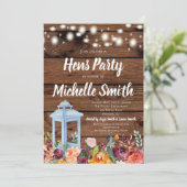 Rustieke Herfst Herfst Bloemen Lantaarn Hens Party Kaart (Staand voorkant)