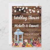 Rustieke Herfst Herfst Bloemen Lantaarn Trouwdouch Kaart (Voorkant)