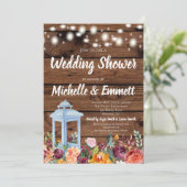 Rustieke Herfst Herfst Bloemen Lantaarn Trouwdouch Kaart (Staand voorkant)