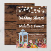 Rustieke Herfst Herfst Bloemen Lantaarn Trouwdouch Kaart (Voorkant / Achterkant)