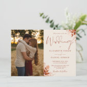 Rustieke Herfst Herfst Bloemen QR Code Foto Huweli Kaart (Staand voorkant)