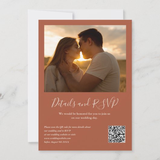 Rustieke Herfst Herfst Bloemen QR Code Foto Huweli Kaart (Achterkant)