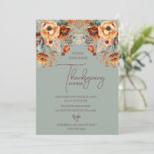 Rustieke herfst Herfst Bloemen Thanksgiving Diner Kaart (Staand voorkant)