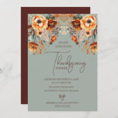 Rustieke herfst Herfst Bloemen Thanksgiving Diner Kaart (Voorkant / Achterkant)