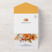 Rustieke Herfst herfst bloemenbruiloft All In One Uitnodiging (Buitenkant)