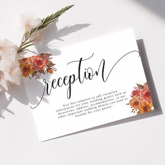 Rustieke Herfst herfst bloemenbruiloft receptie Informatiekaartje