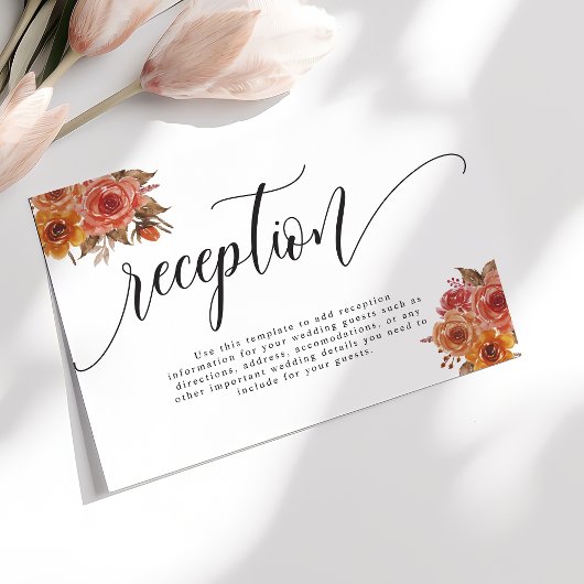 Rustieke Herfst herfst bloemenbruiloft receptie Informatiekaartje