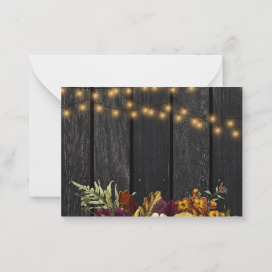 Rustieke herfst herfst bloemenbruiloft RSVP behuiz Notitiekaartje (Achterkant)