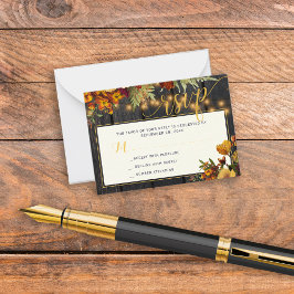 Rustieke herfst herfst bloemenbruiloft RSVP behuiz Notitiekaartje