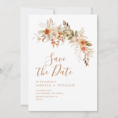 Rustieke herfst herfst bloemenbruiloft Save the da Save The Date (Voorkant)