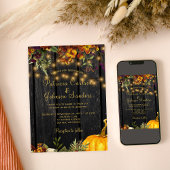 Rustieke herfst herfst bloemenhouten pompoen bruil kaart