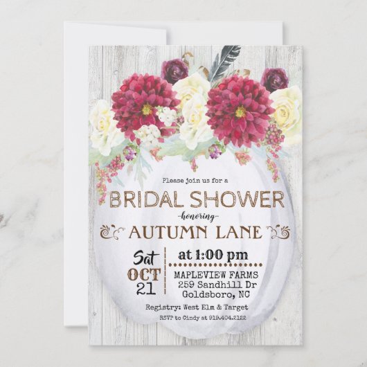 Rustieke Herfst herfst bruids doucheuitnodiging Kaart (Voorkant)
