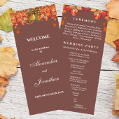 Rustieke herfst herfst bruiloft programma programmakaart