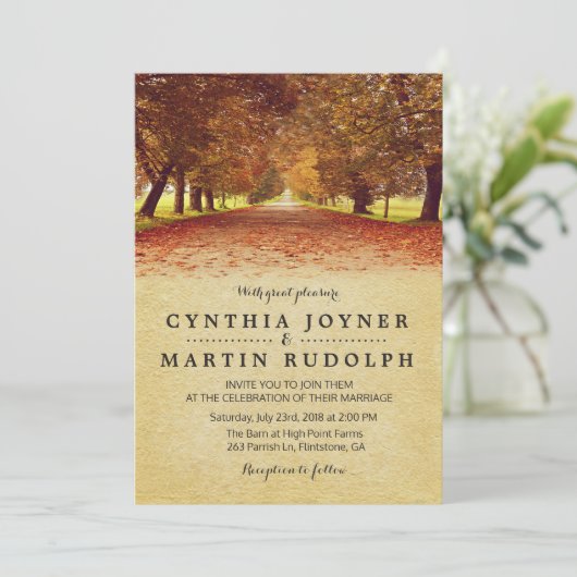 Rustieke Herfst herfst bruiloft uitnodiging (Staand voorkant)